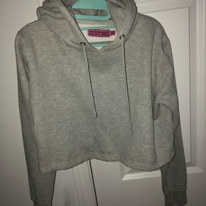 Gray Cropped Hooded sweatshirt
